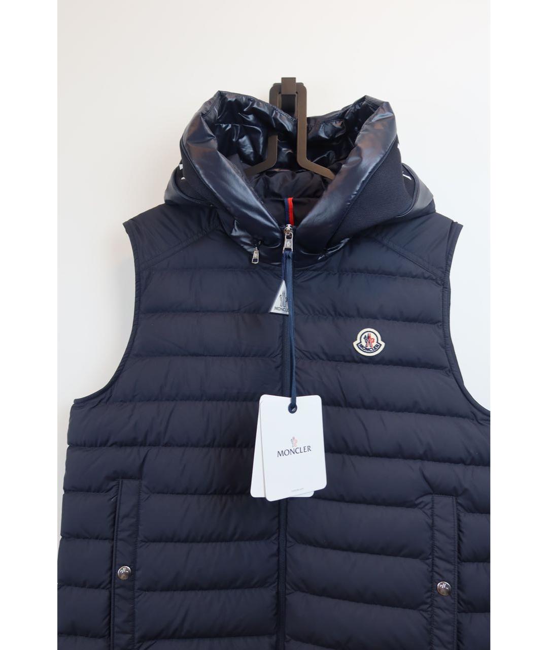 MONCLER Темно-синий меховой жилет, фото 5