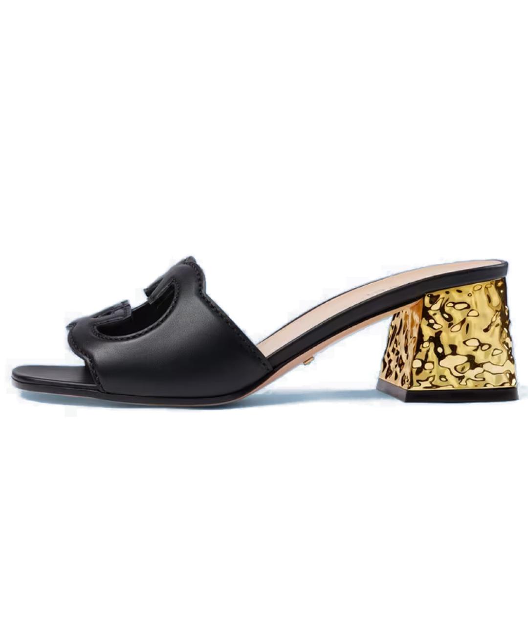 GUCCI Черные кожаные босоножки, фото 5