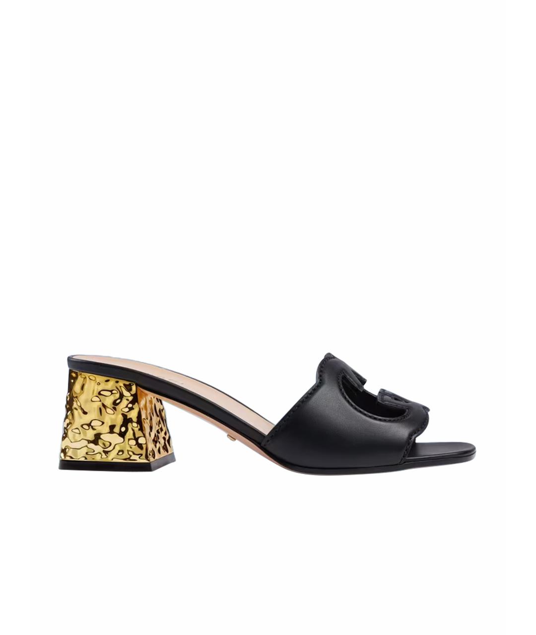 GUCCI Черные кожаные босоножки, фото 1
