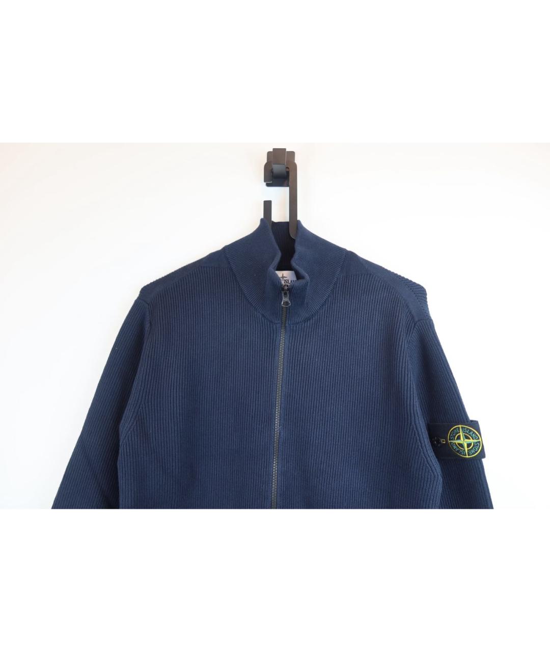 STONE ISLAND Темно-синий хлопковый кардиган, фото 3