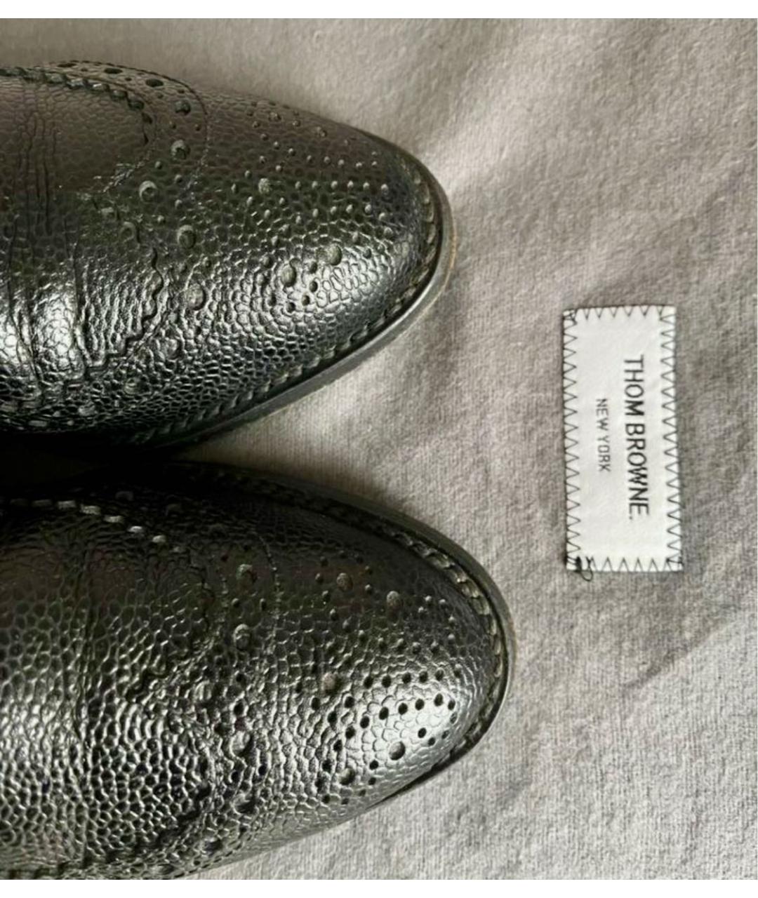 THOM BROWNE Черные кожаные ботинки, фото 6