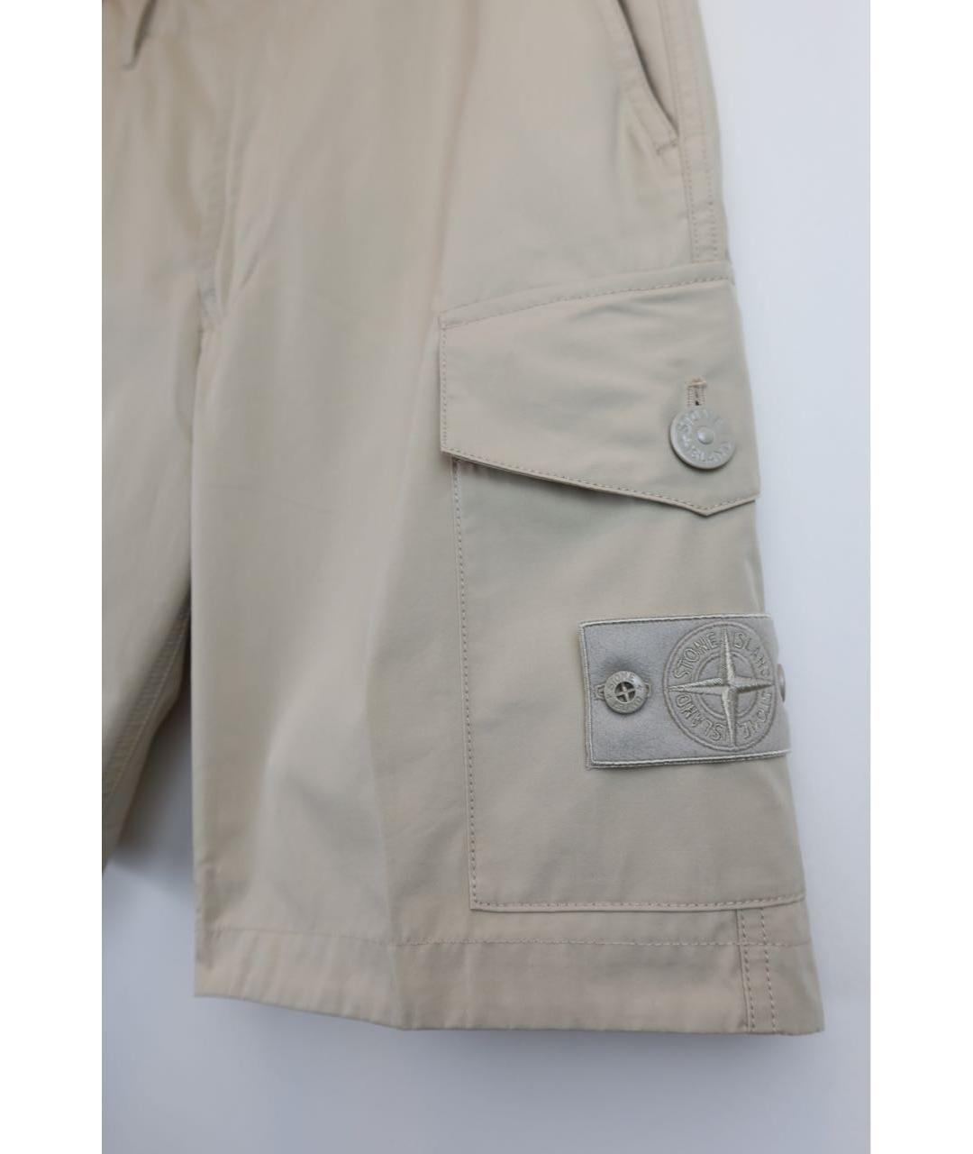 STONE ISLAND Бежевые хлопковые шорты, фото 5