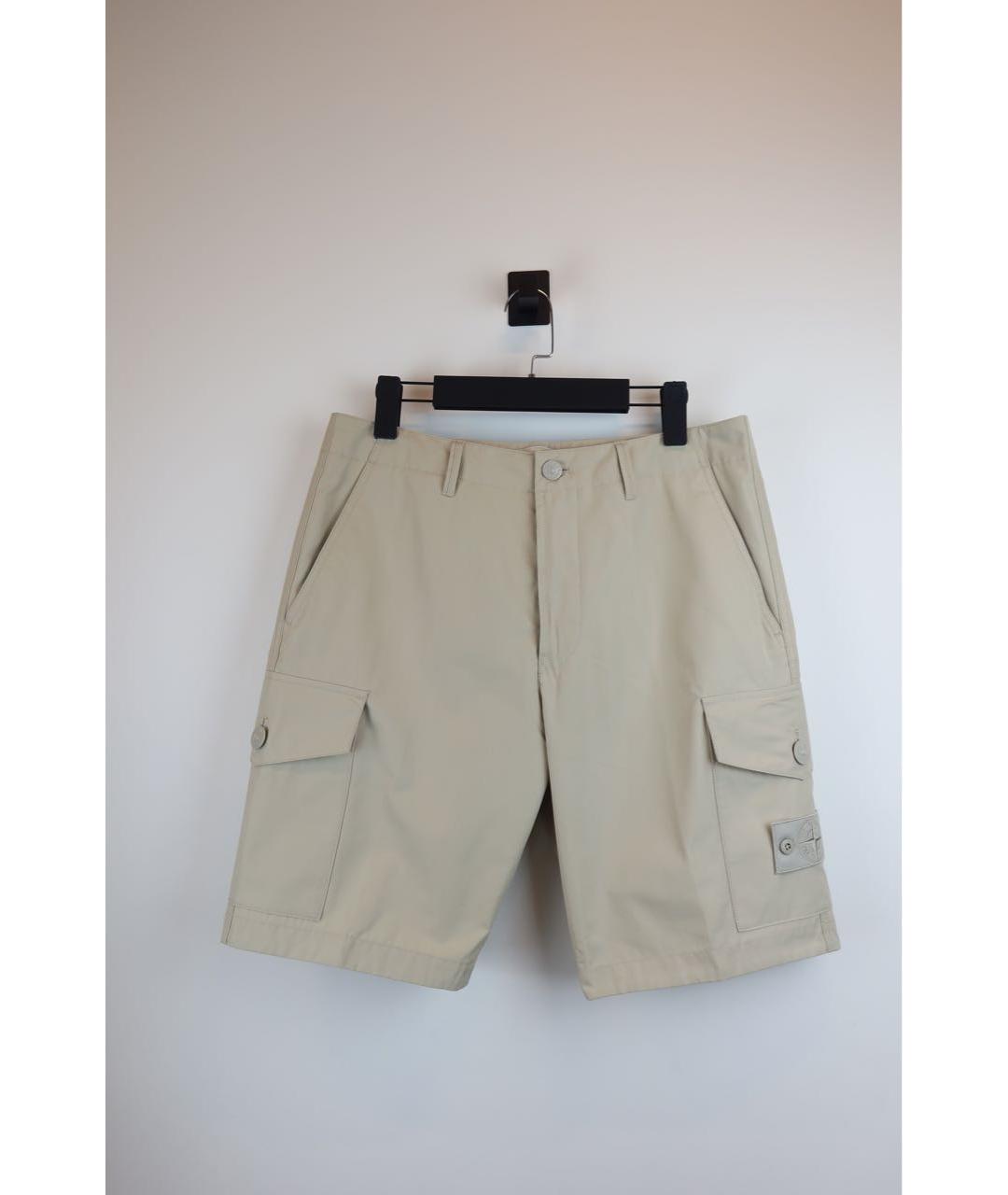 STONE ISLAND Бежевые хлопковые шорты, фото 9