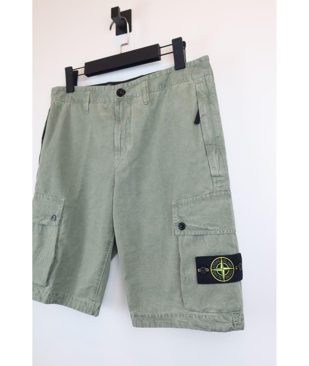 STONE ISLAND Зеленые хлопковые шорты, фото 4