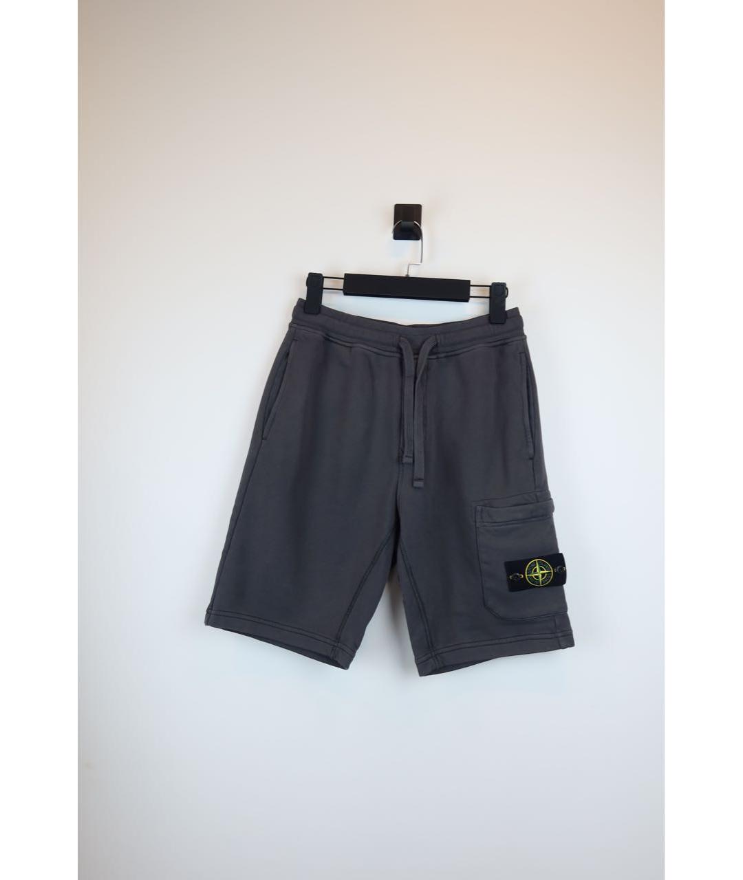STONE ISLAND Антрацитовые хлопковые шорты, фото 7