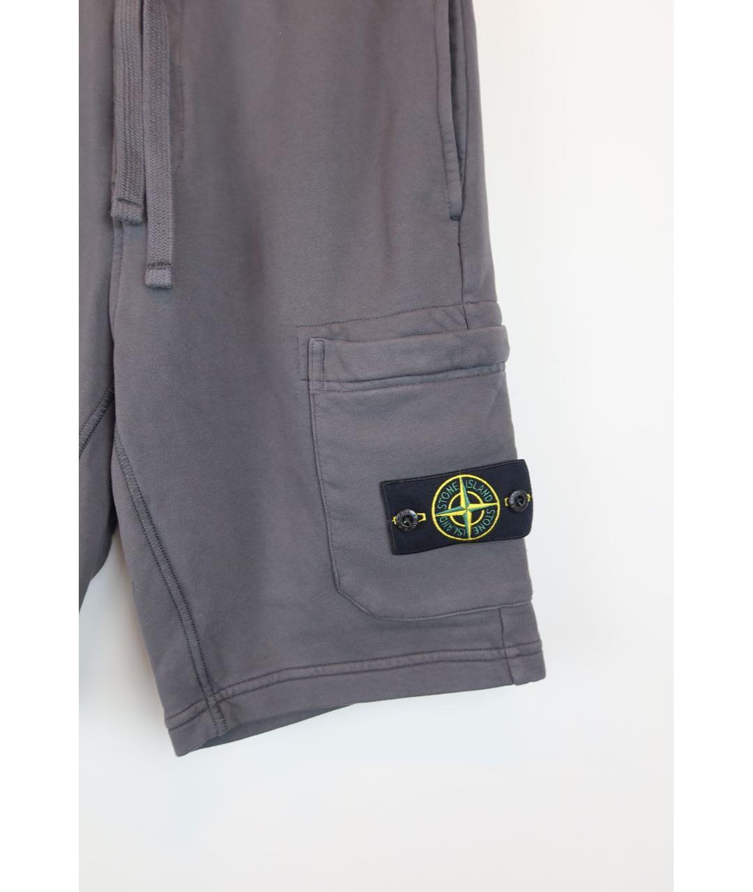 STONE ISLAND Антрацитовые хлопковые шорты, фото 3
