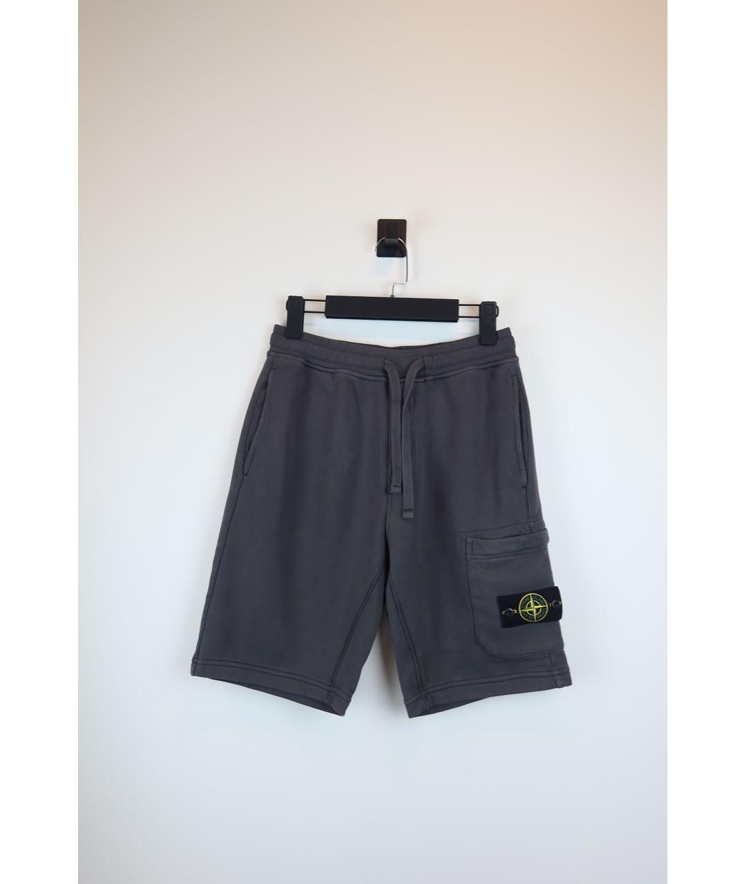 STONE ISLAND Антрацитовые хлопковые шорты, фото 2