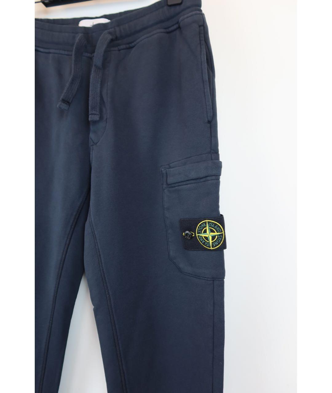 STONE ISLAND Темно-синие хлопковые повседневные брюки, фото 3
