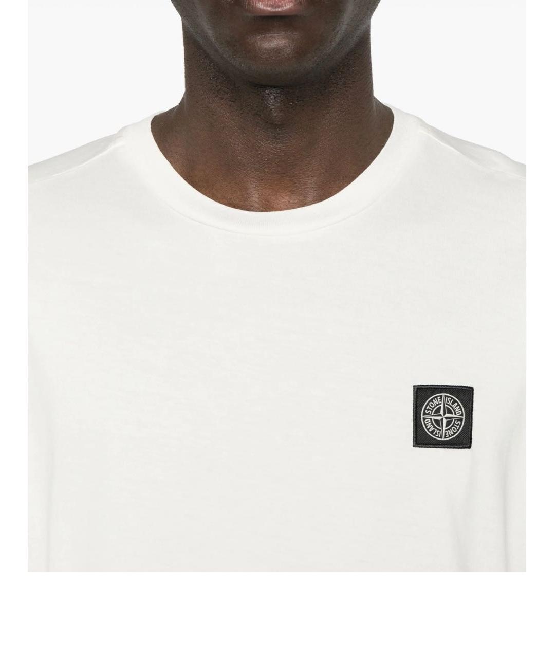 STONE ISLAND Белая хлопковая футболка, фото 4