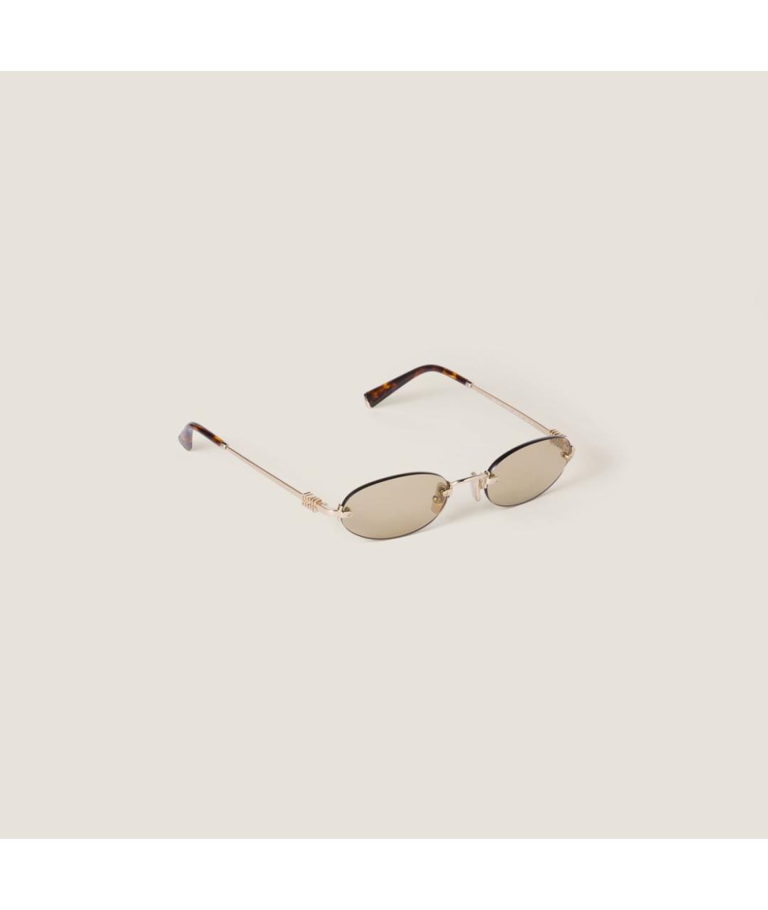 MIU MIU Золотые металлические солнцезащитные очки, фото 5