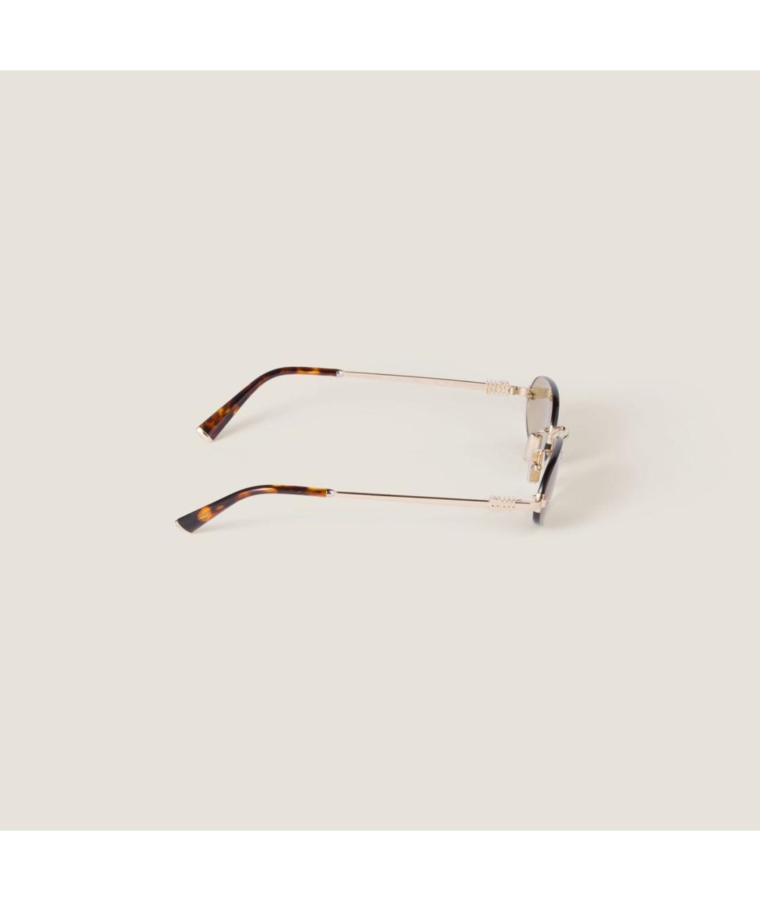 MIU MIU Золотые металлические солнцезащитные очки, фото 3