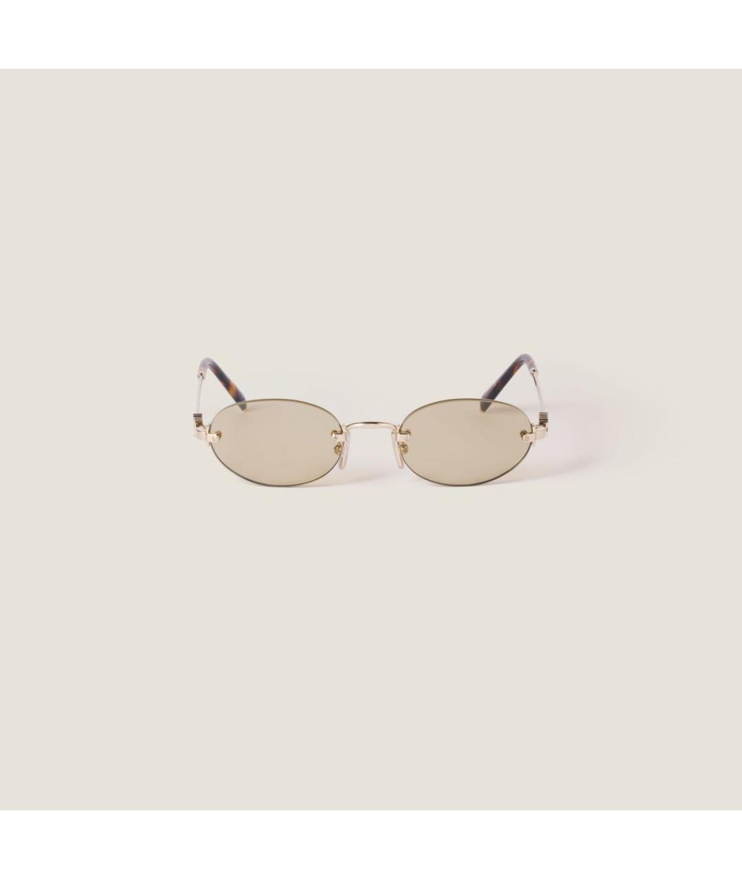 MIU MIU Золотые металлические солнцезащитные очки, фото 2