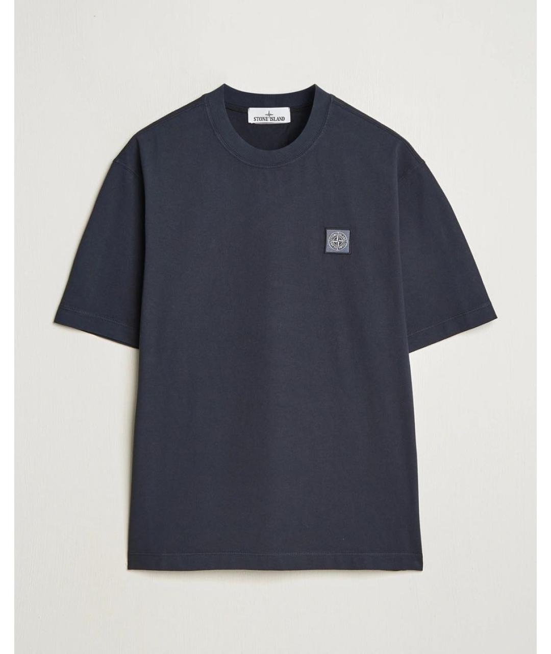 STONE ISLAND Темно-синяя хлопковая футболка, фото 5