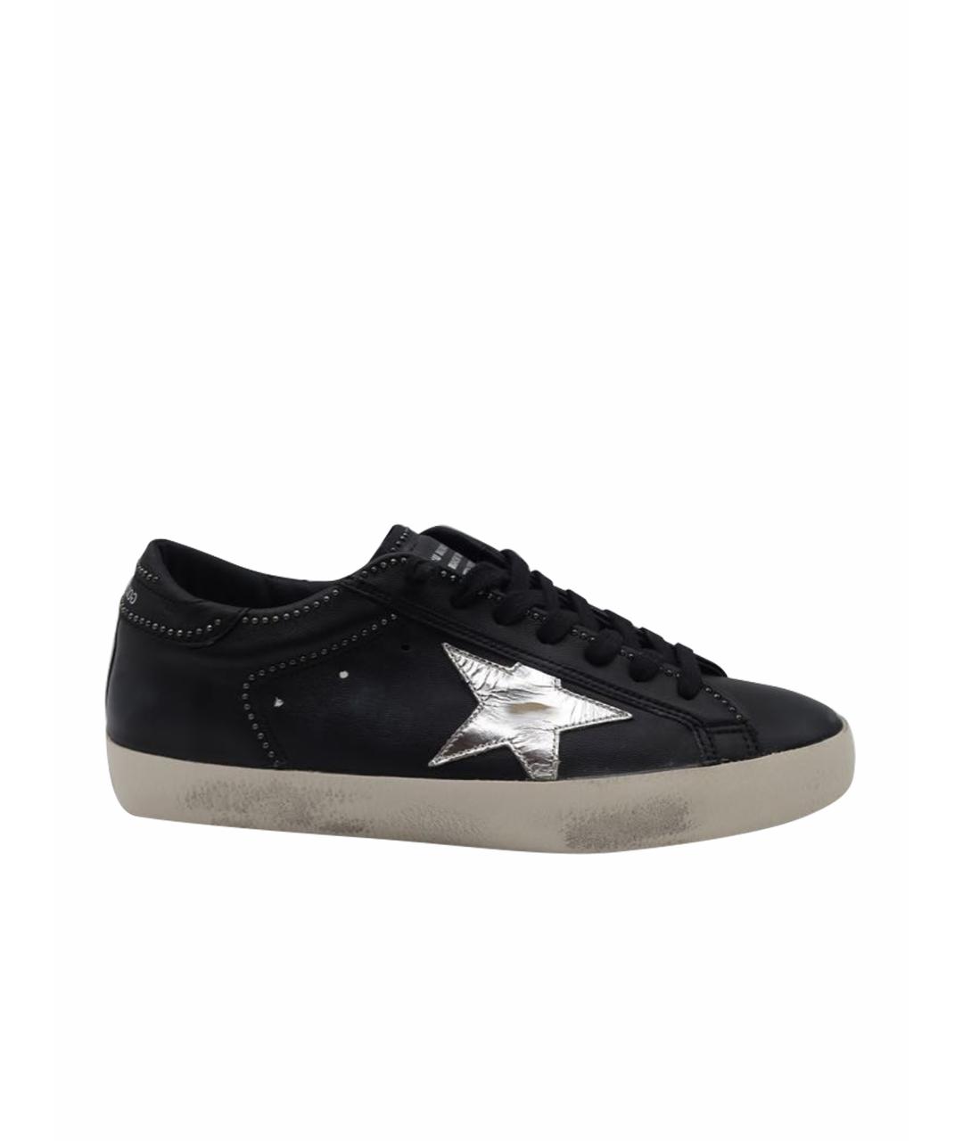 GOLDEN GOOSE DELUXE BRAND Черные кожаные низкие кроссовки / кеды, фото 1