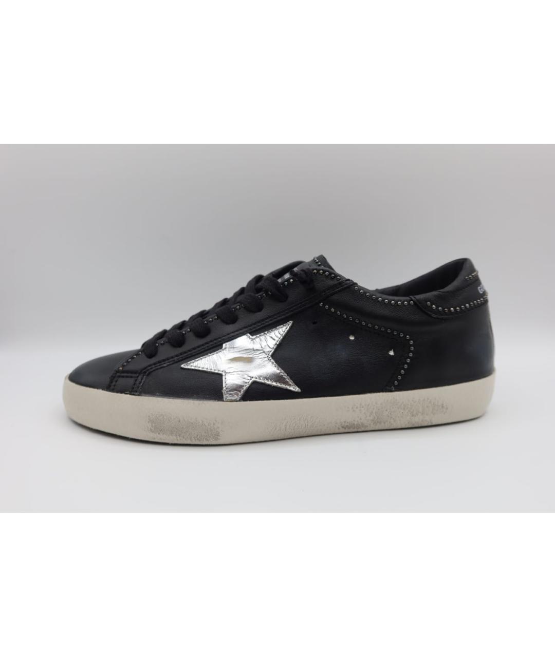 GOLDEN GOOSE DELUXE BRAND Черные кожаные низкие кроссовки / кеды, фото 2