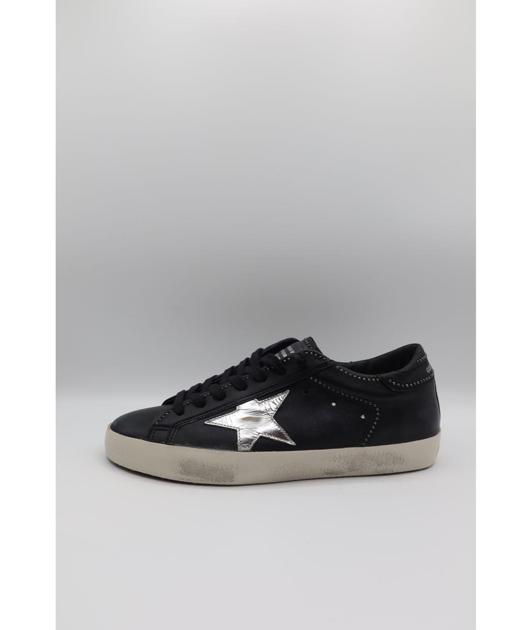 GOLDEN GOOSE DELUXE BRAND Черные кожаные низкие кроссовки / кеды, фото 7