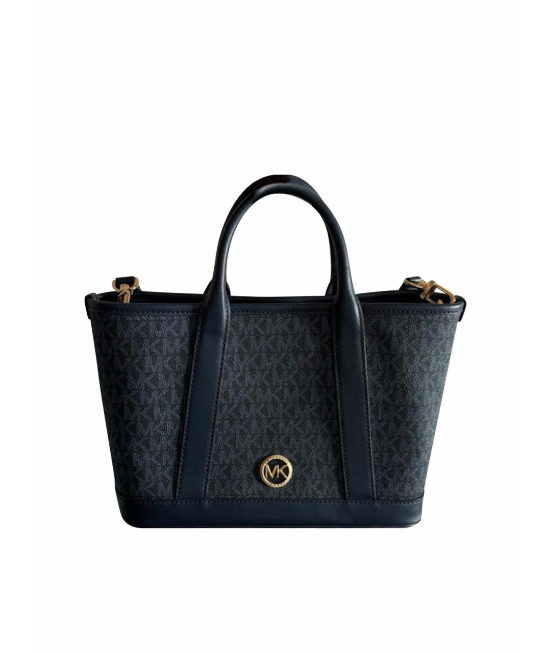 MICHAEL KORS Темно-синяя кожаная сумка тоут, фото 1