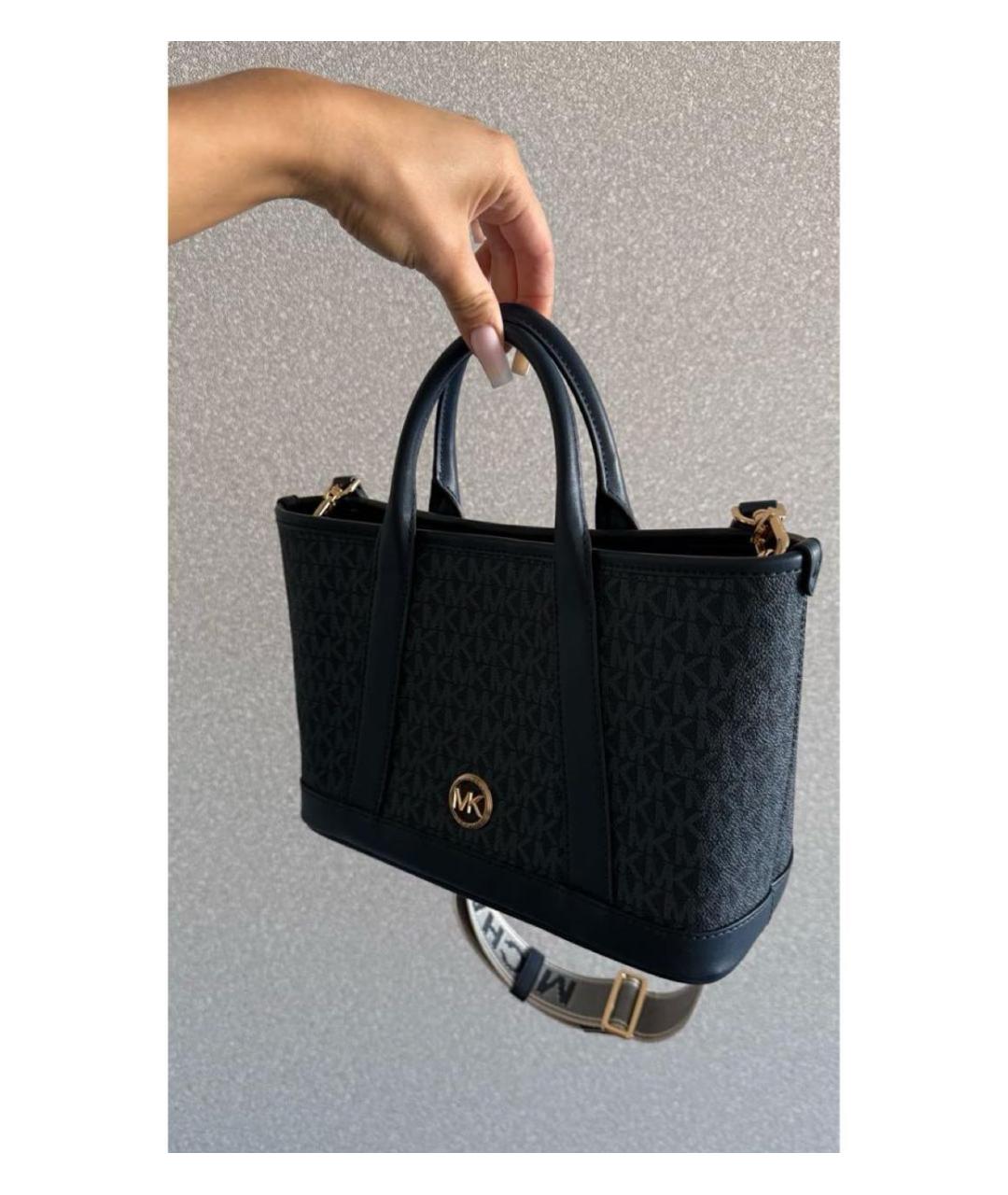 MICHAEL KORS Темно-синяя кожаная сумка тоут, фото 2