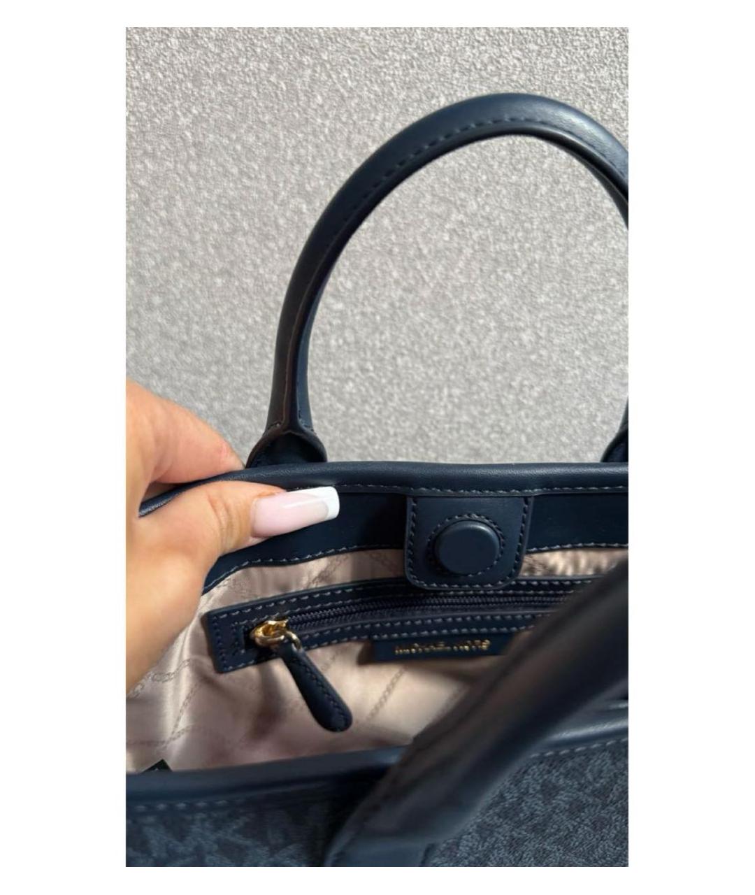 MICHAEL KORS Темно-синяя кожаная сумка тоут, фото 4