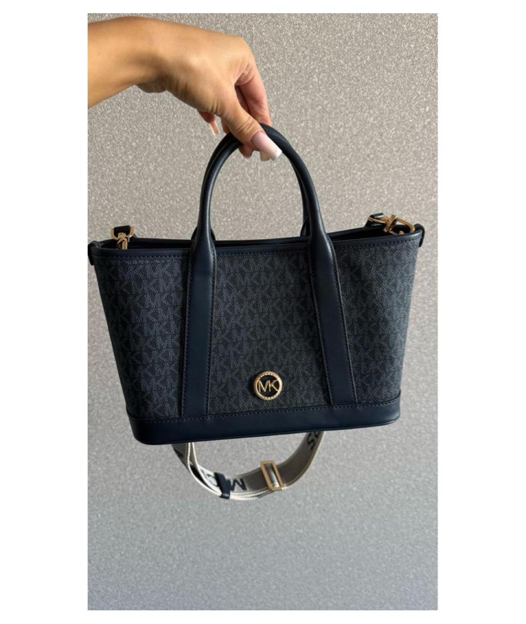 MICHAEL KORS Темно-синяя кожаная сумка тоут, фото 5