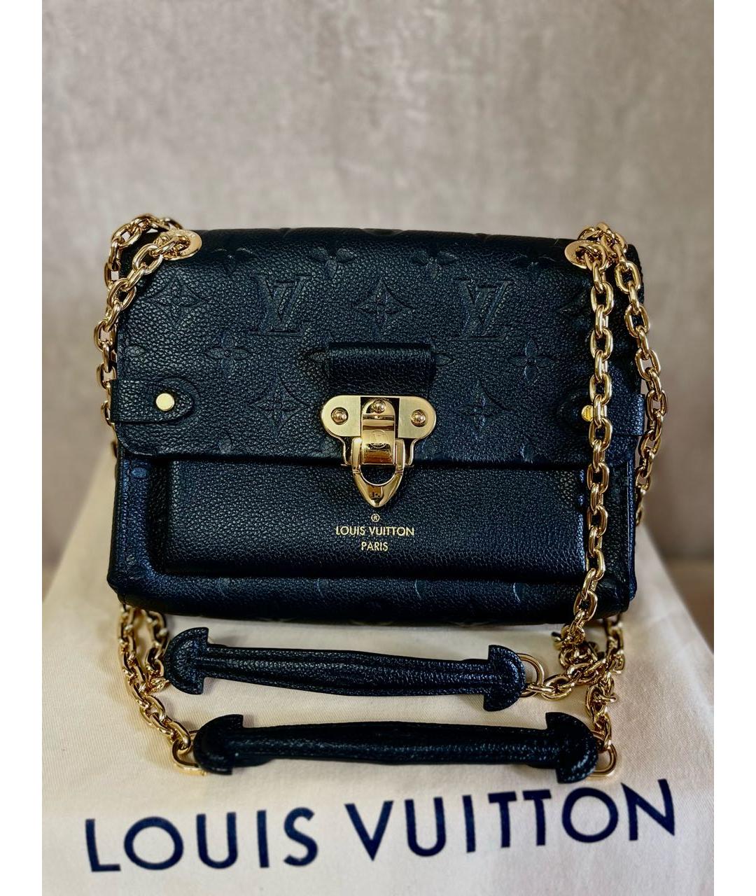LOUIS VUITTON Черная кожаная сумка через плечо, фото 8
