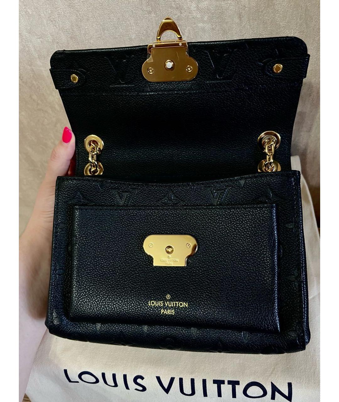 LOUIS VUITTON Черная кожаная сумка через плечо, фото 6