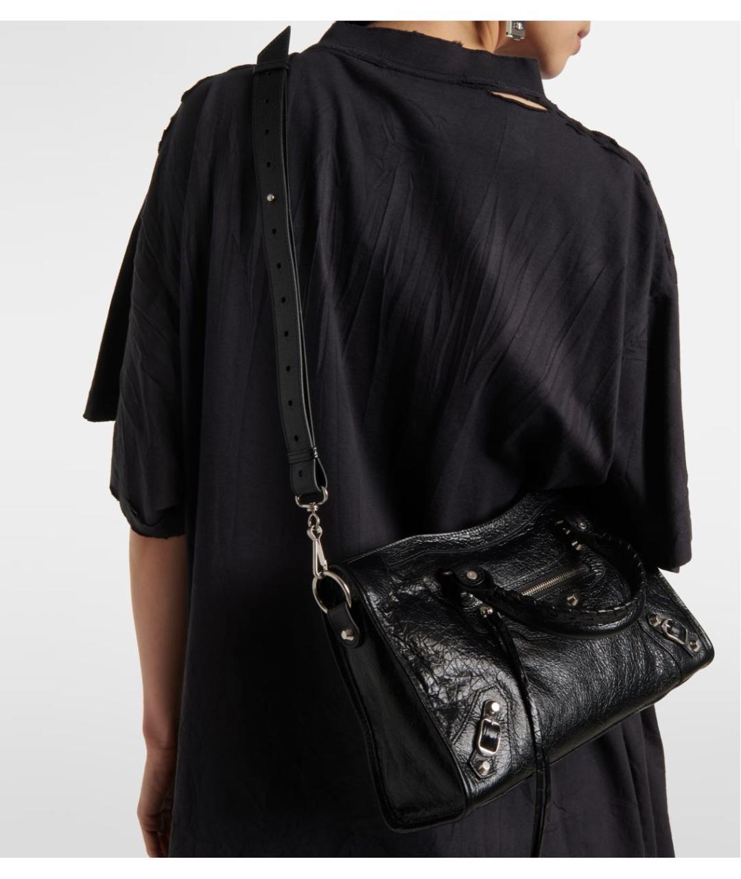 BALENCIAGA Черная кожаная сумка тоут, фото 3