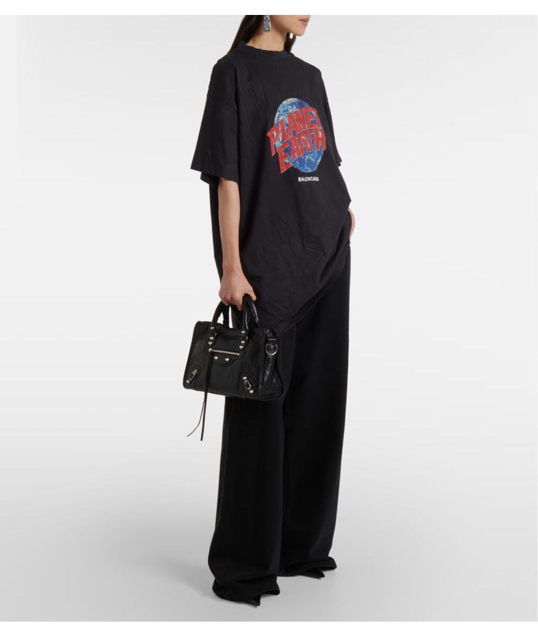 BALENCIAGA Черная кожаная сумка тоут, фото 5