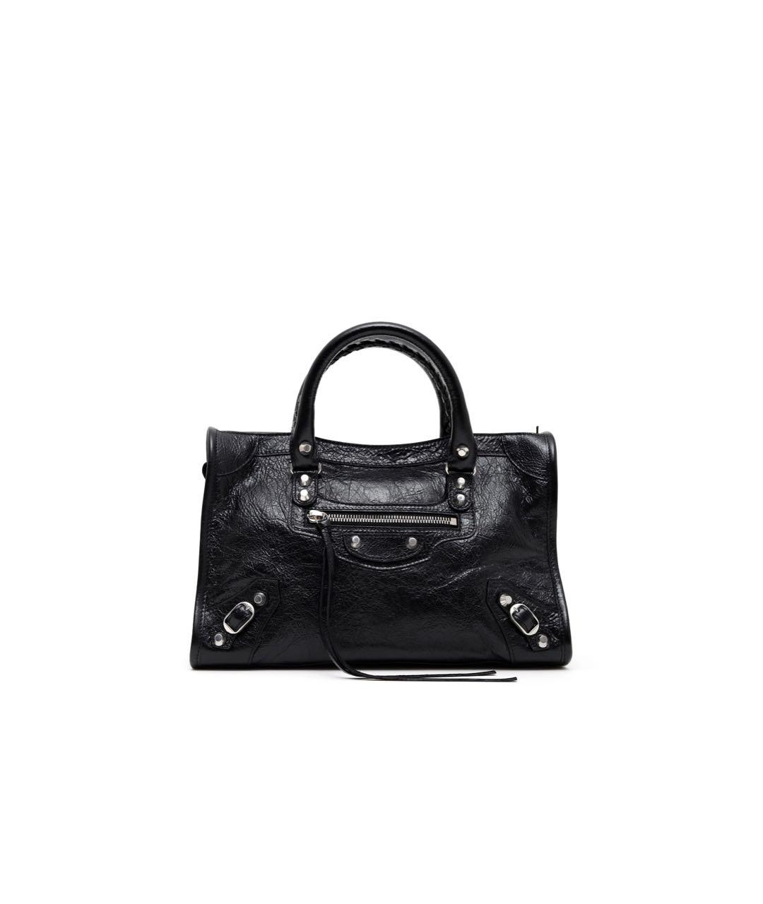 BALENCIAGA Черная кожаная сумка тоут, фото 1