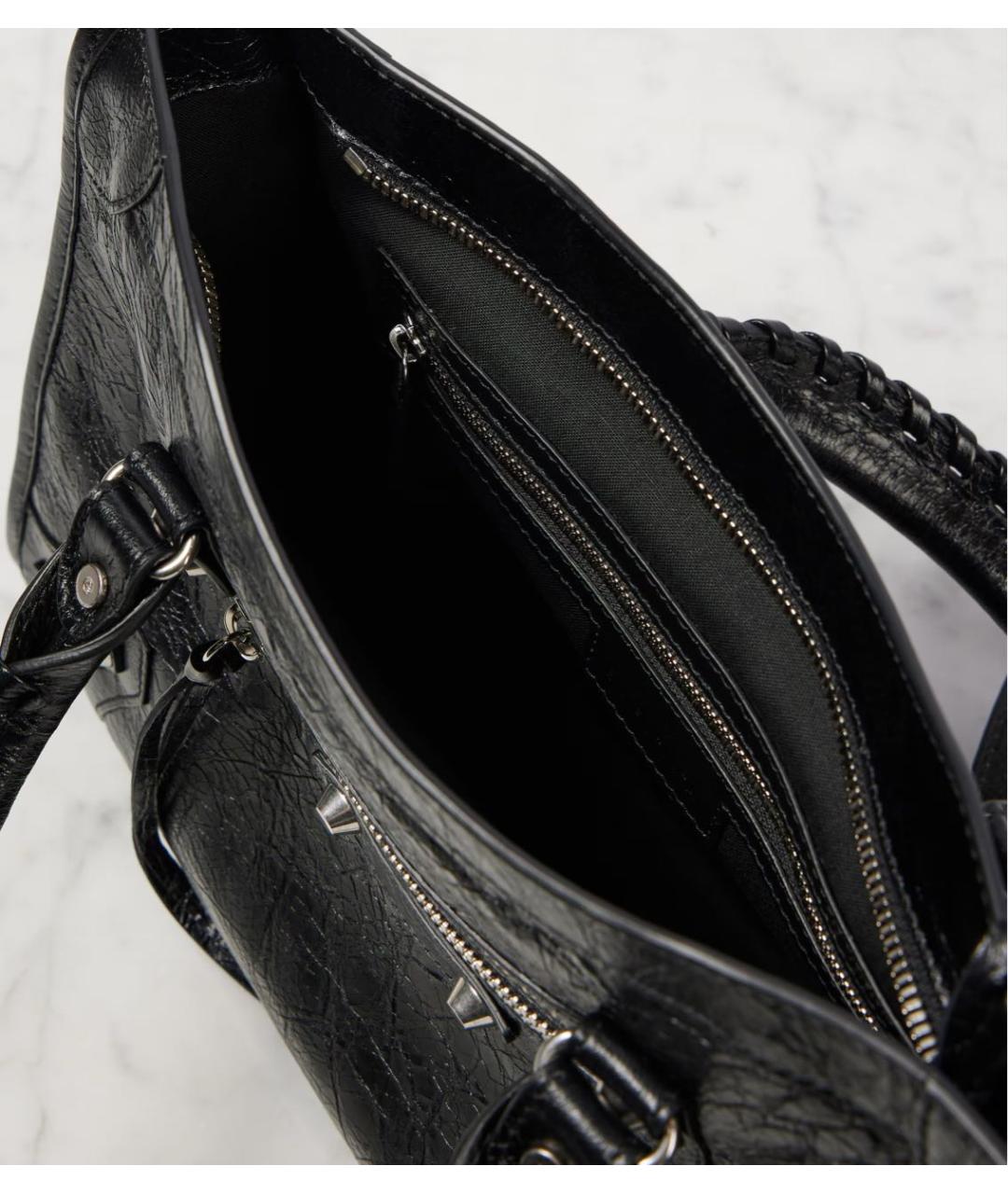 BALENCIAGA Черная кожаная сумка тоут, фото 6