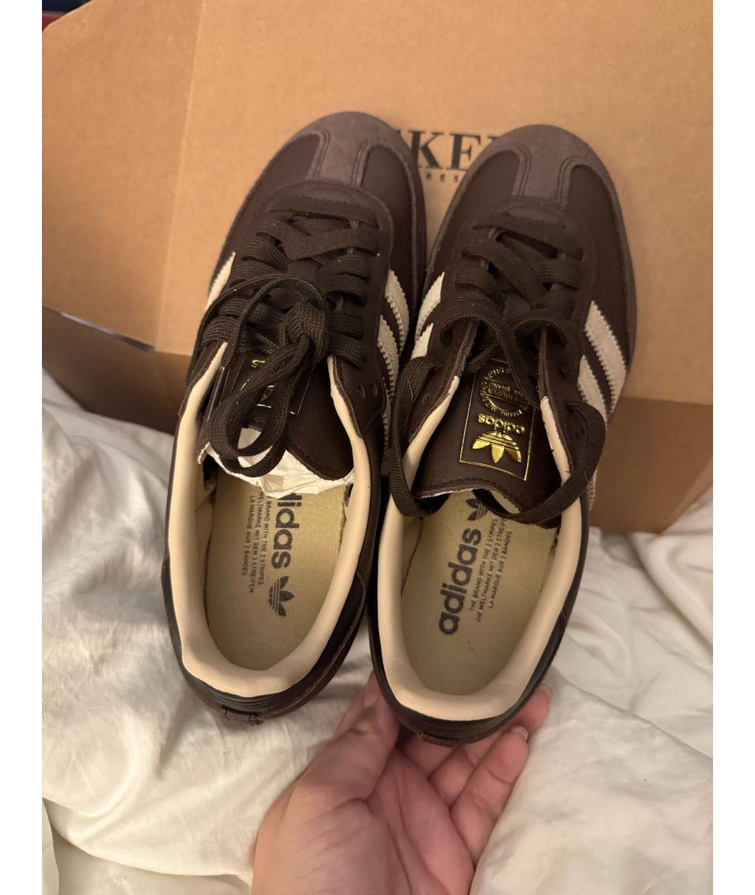 ADIDAS Коричневые кожаные кроссовки, фото 3