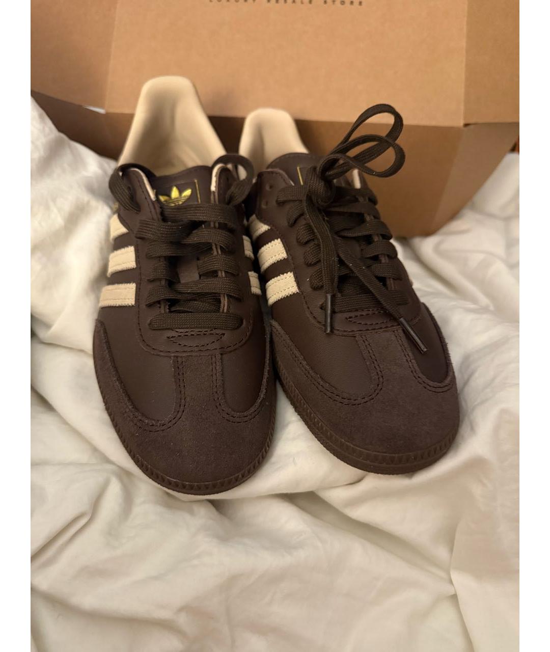 ADIDAS Коричневые кожаные кроссовки, фото 2
