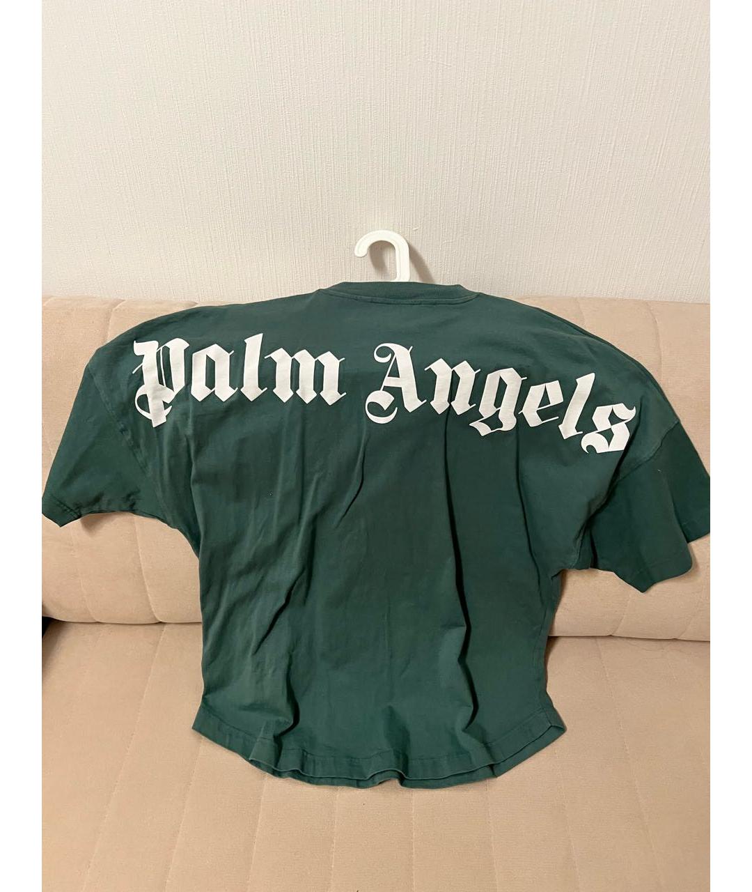 PALM ANGELS Зеленая хлопковая футболка, фото 2