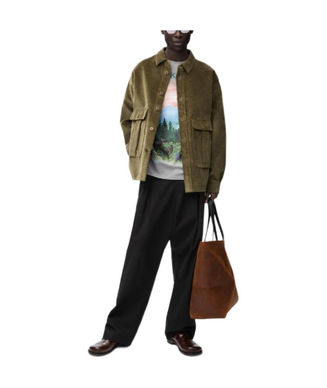 LOEWE Серая хлопковая футболка, фото 4