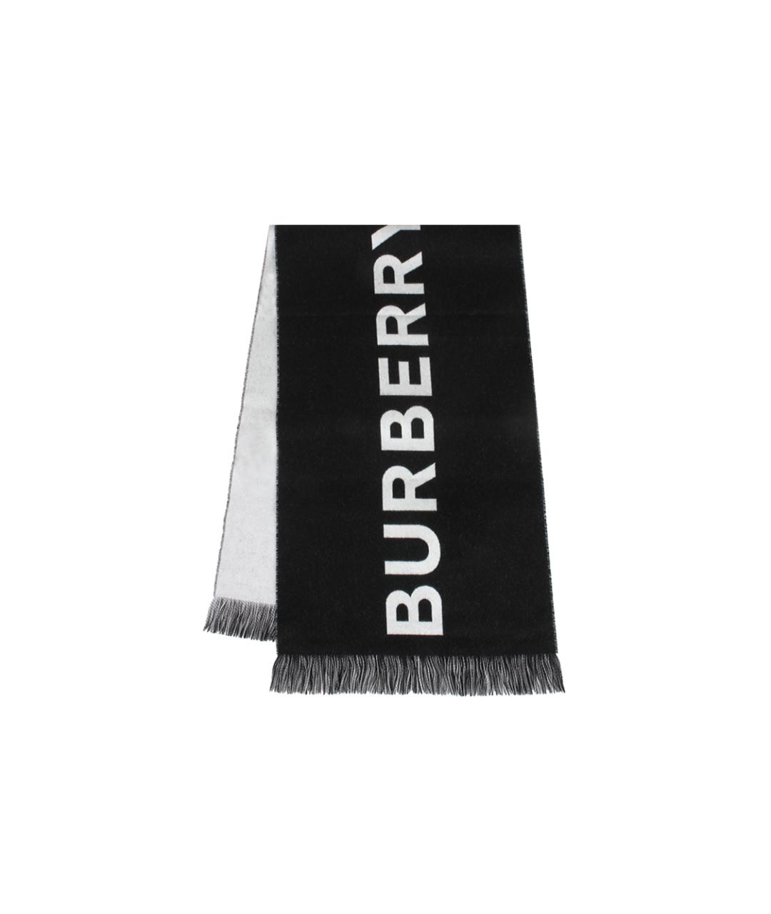 BURBERRY Черный шерстяной шарф, фото 1