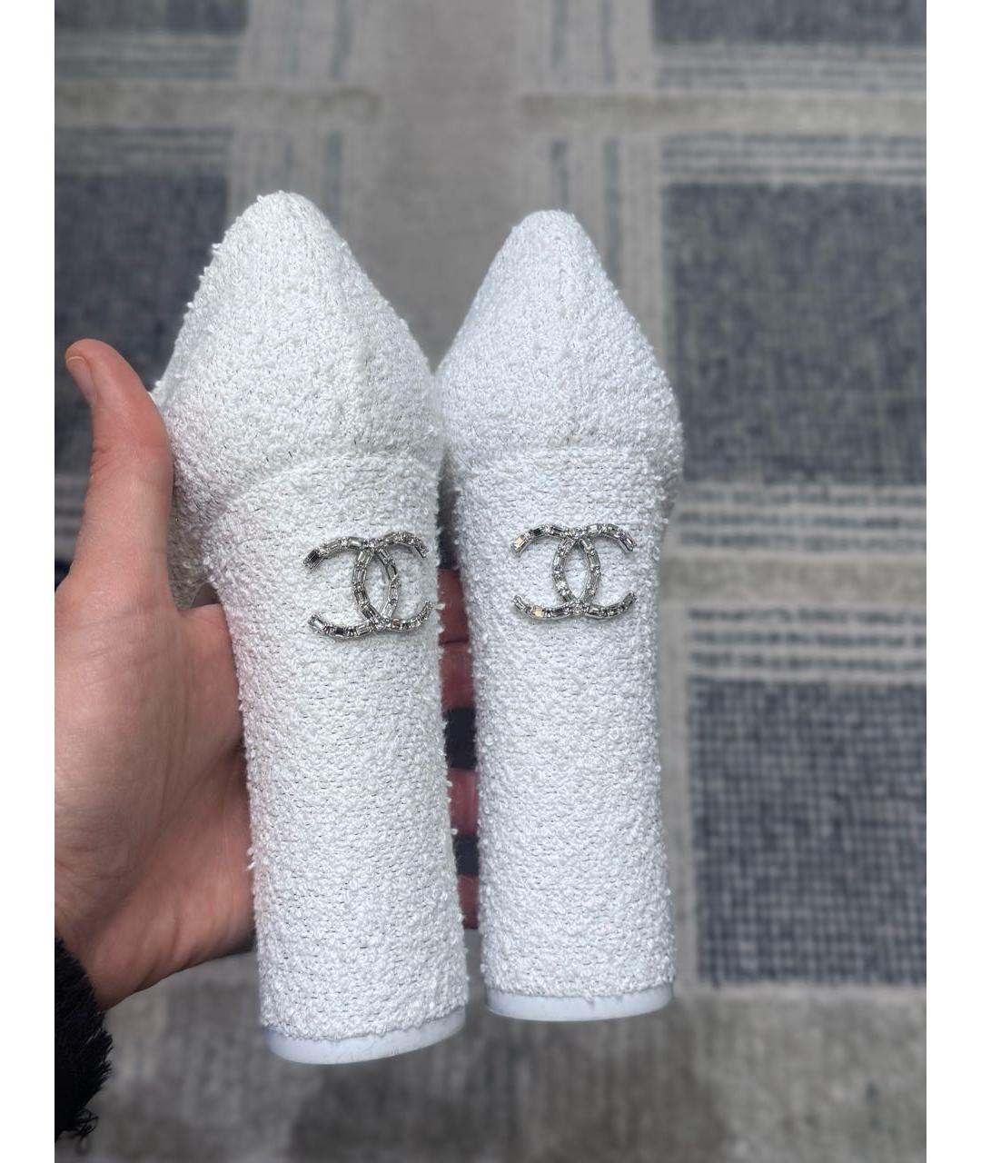 CHANEL Белые текстильные туфли, фото 7