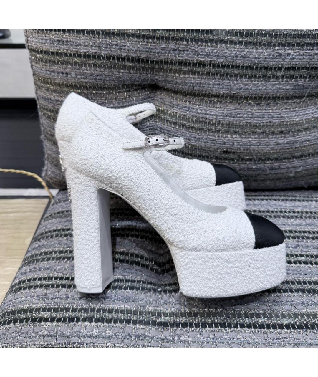 CHANEL Белые текстильные туфли, фото 5