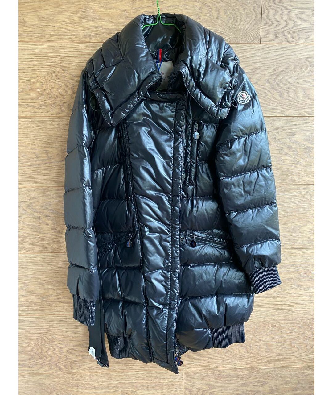 MONCLER Антрацитовый синтетический пуховик, фото 7