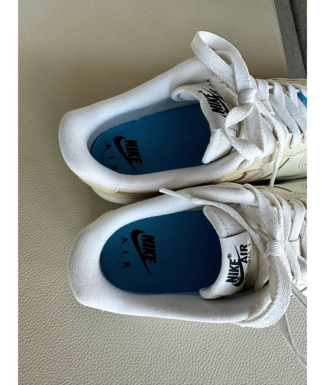 NIKE Бежевые кожаные кроссовки, фото 5