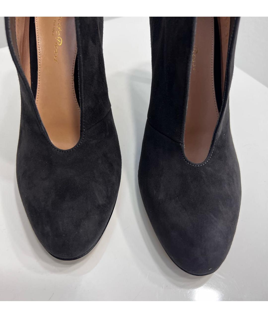 GIANVITO ROSSI Антрацитовые замшевые ботильоны, фото 3
