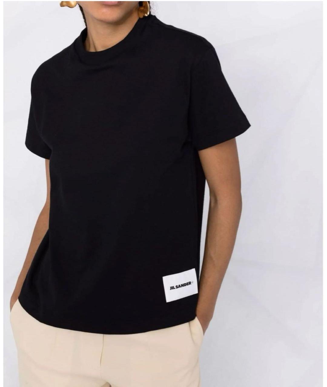 JIL SANDER Черная хлопковая футболка, фото 2