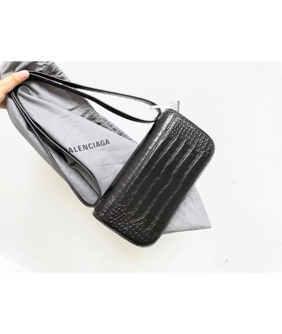 BALENCIAGA Черная кожаная сумка с короткими ручками, фото 3