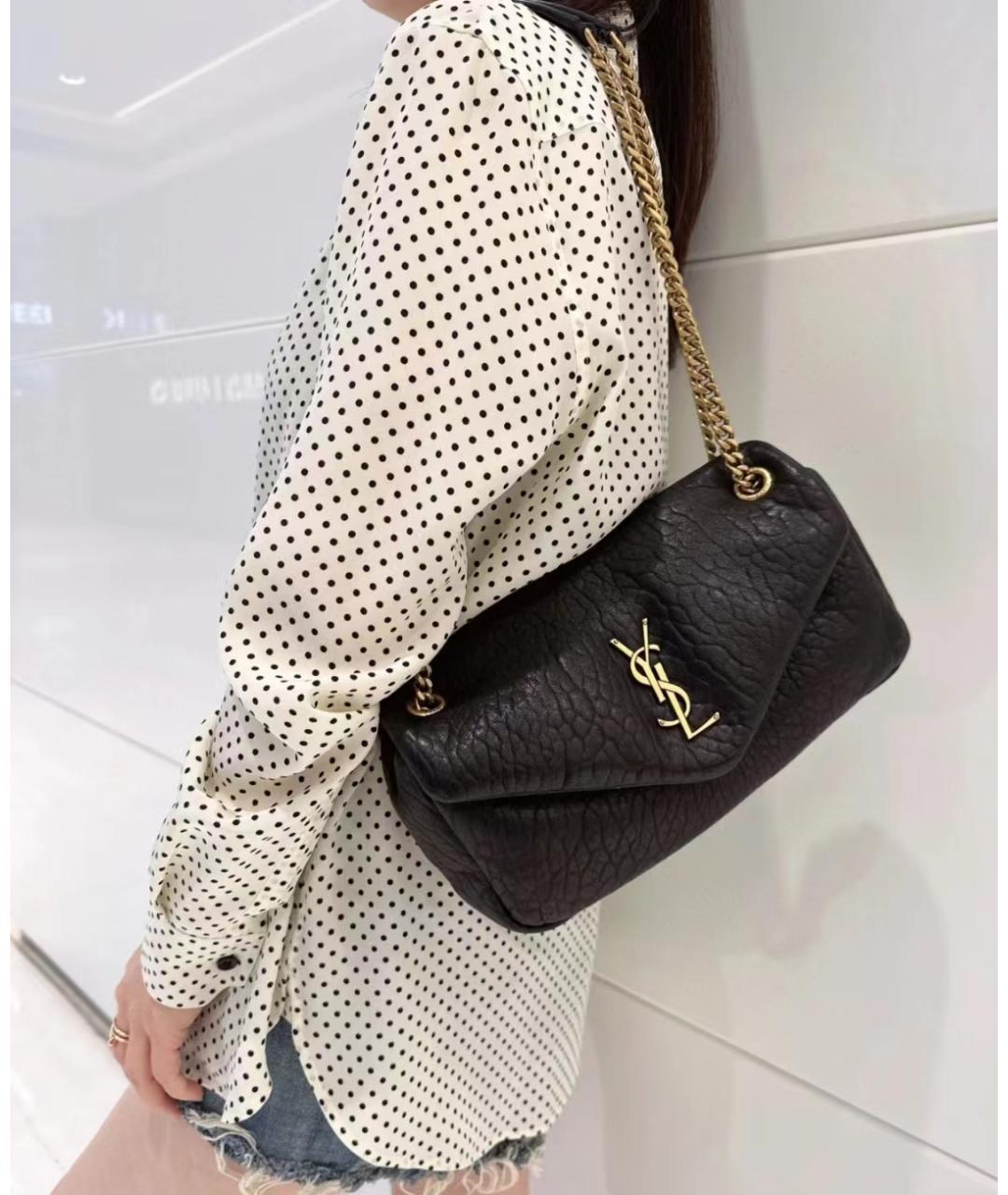 SAINT LAURENT Черная кожаная сумка через плечо, фото 8