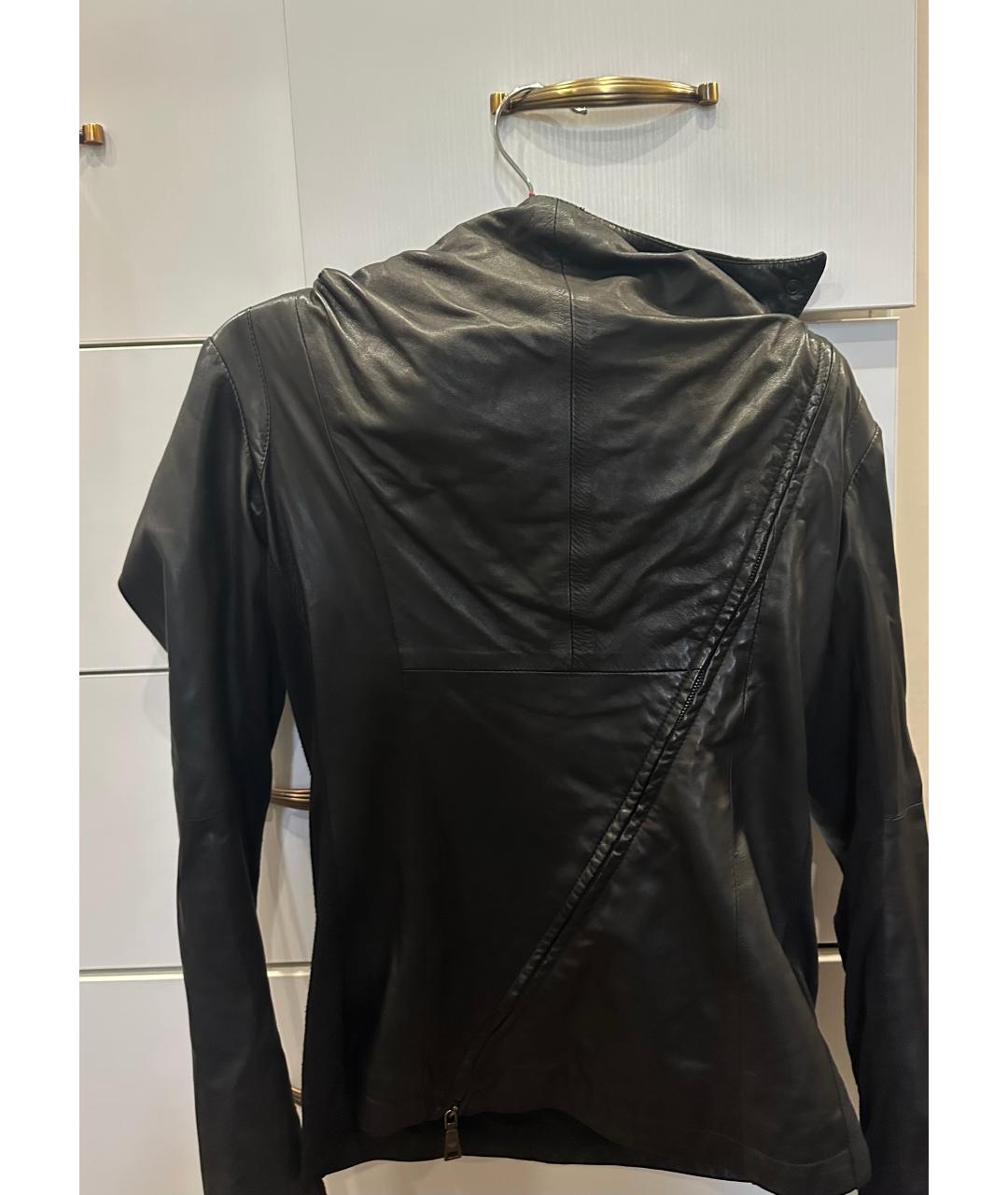 EMPORIO ARMANI Черная кожаная куртка, фото 7