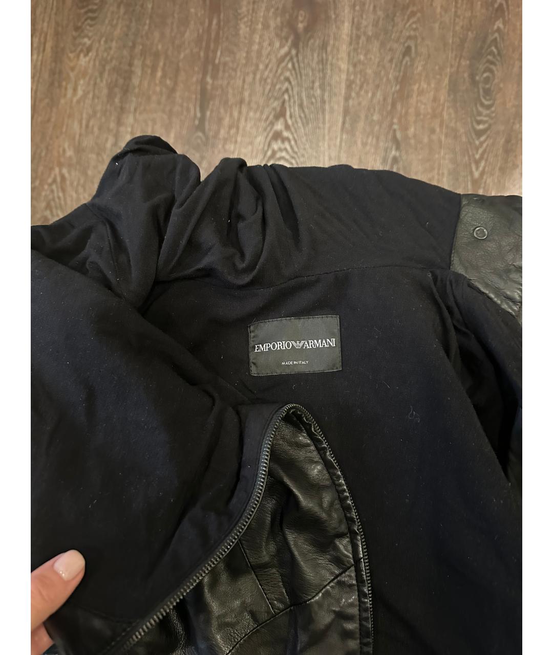 EMPORIO ARMANI Черная кожаная куртка, фото 4