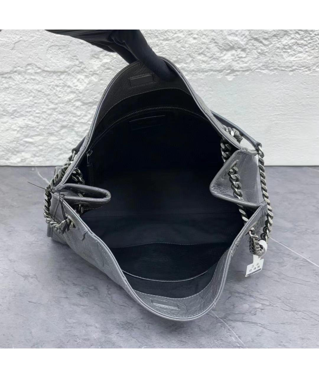 SAINT LAURENT Серая кожаная сумка тоут, фото 8