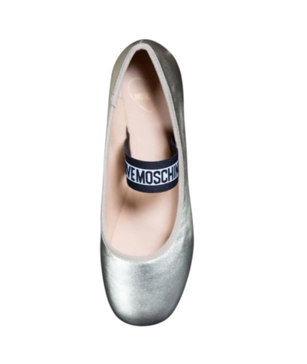 MOSCHINO Золотые кожаные балетки, фото 3