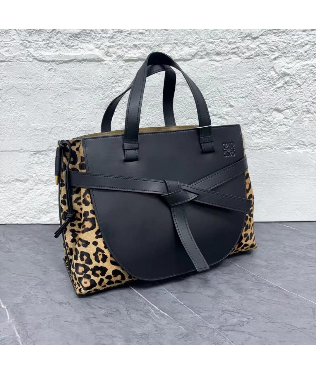 LOEWE Черная кожаная сумка тоут, фото 3