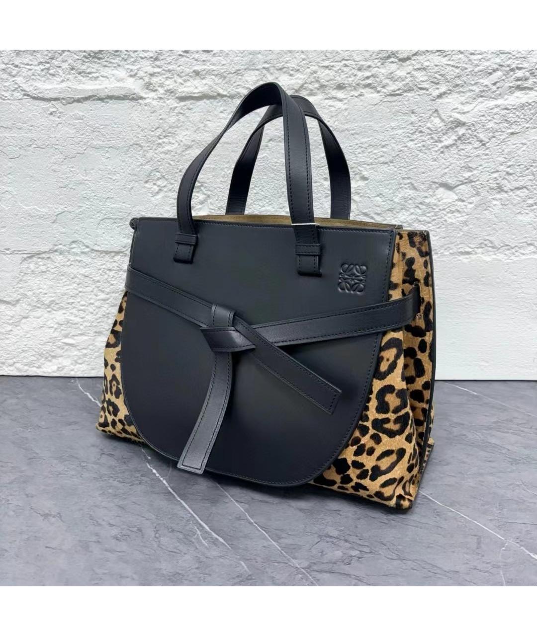 LOEWE Черная кожаная сумка тоут, фото 4