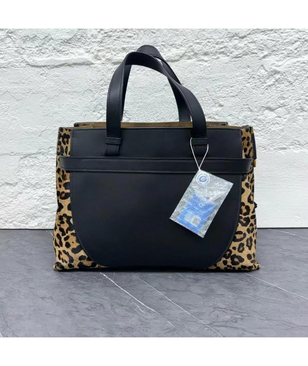LOEWE Черная кожаная сумка тоут, фото 5